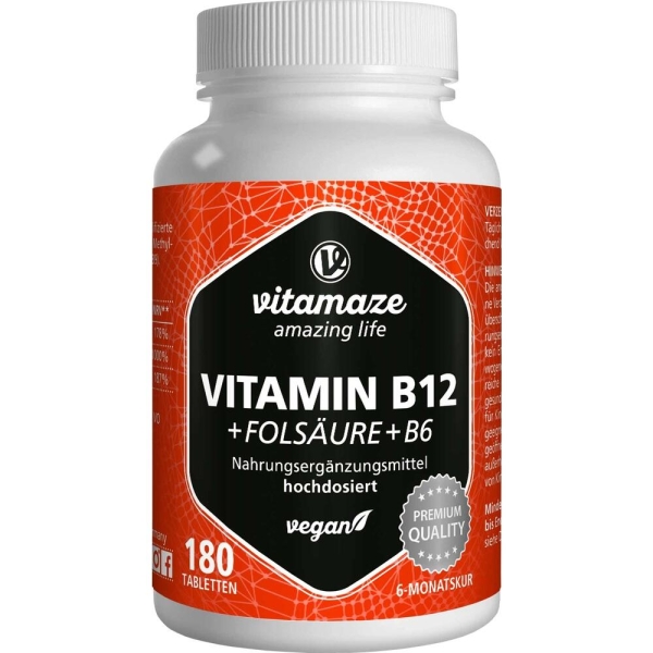 Vitamin B12 1000 Ug Hochdos.+B9+B6 Vegan Tabletten
